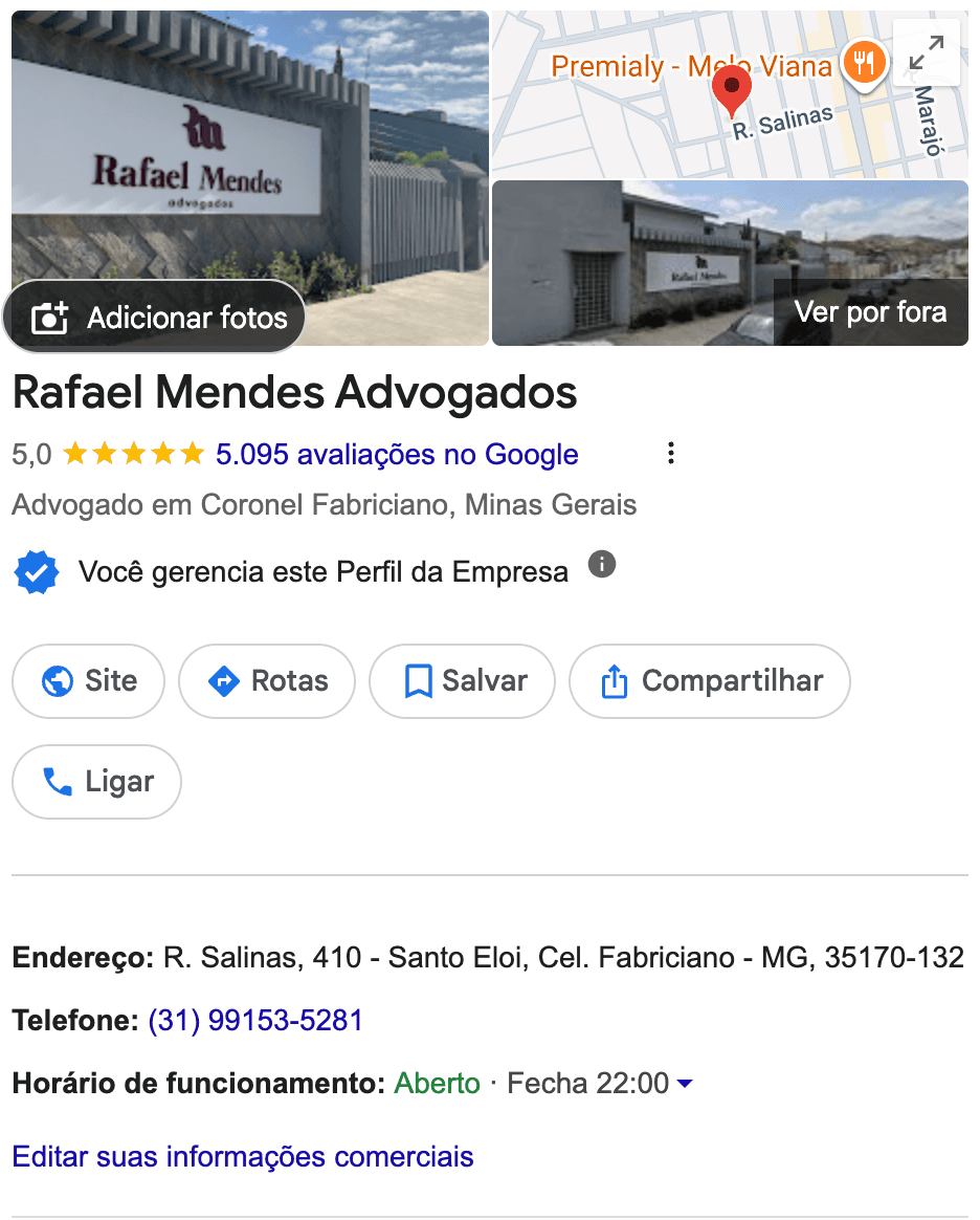 Avaliação 5.0 no Google com 5.095 avaliações